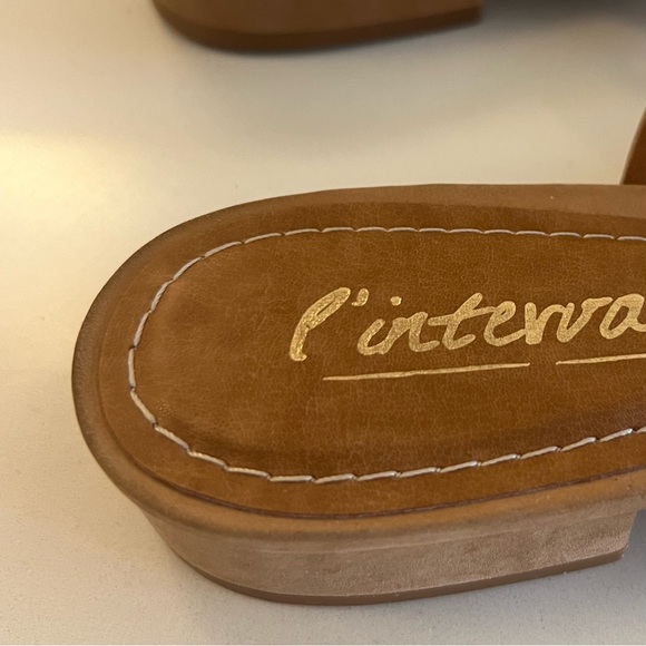 Sold-L’intervalle Strappy Tan Suede Low block heel, size 10.5/40 - Picture 4 of 5